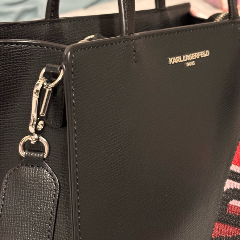 Karl Lagerfeld Black Textured Satchel - Picture 6 of 7